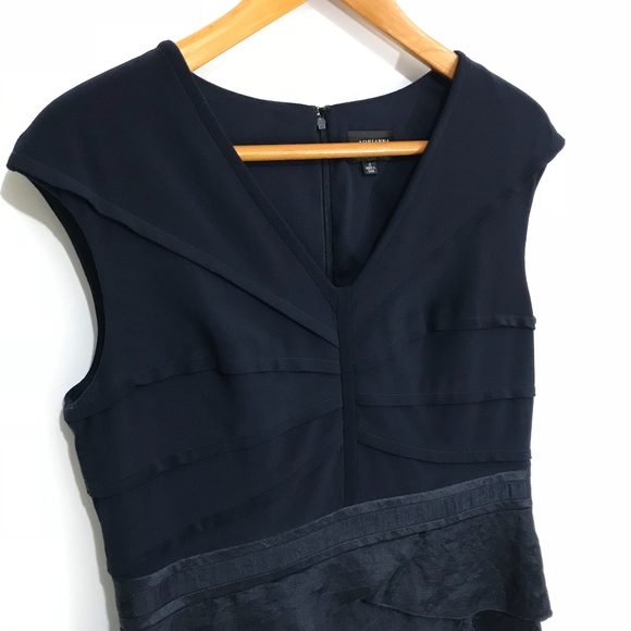 Adrianna Navy Tiered Short Evening Dress - Picture 3 of 8